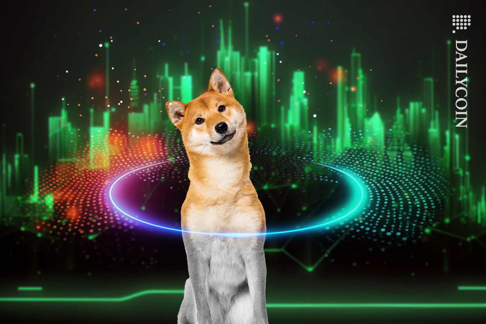 Shiba inu back to life, in green city.