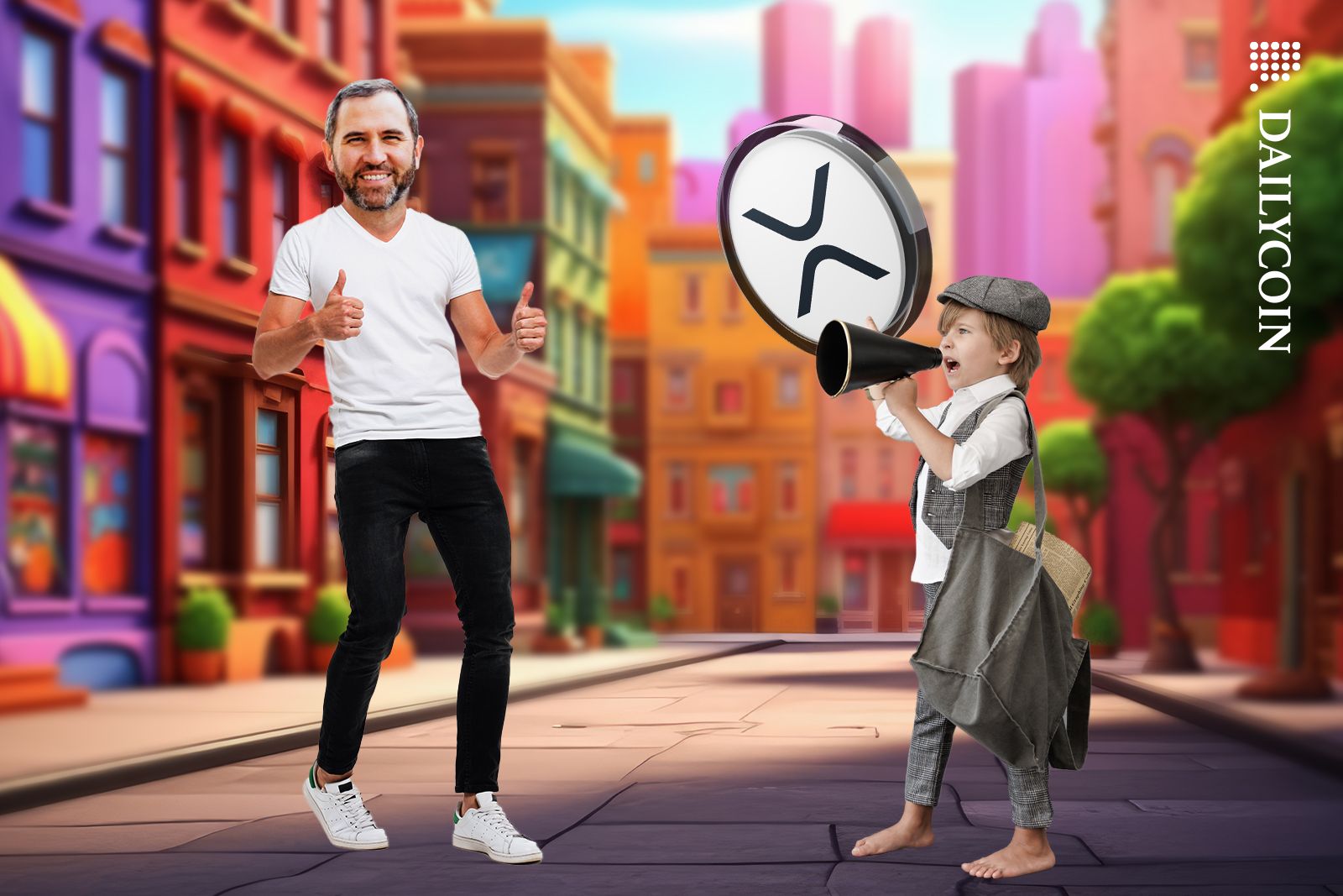 News boy spreading the word on the street for XRP, Brad Garlinghouse is happy.