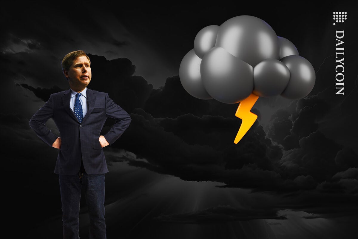 Barry Silbert looking at an approaching storm cloud.