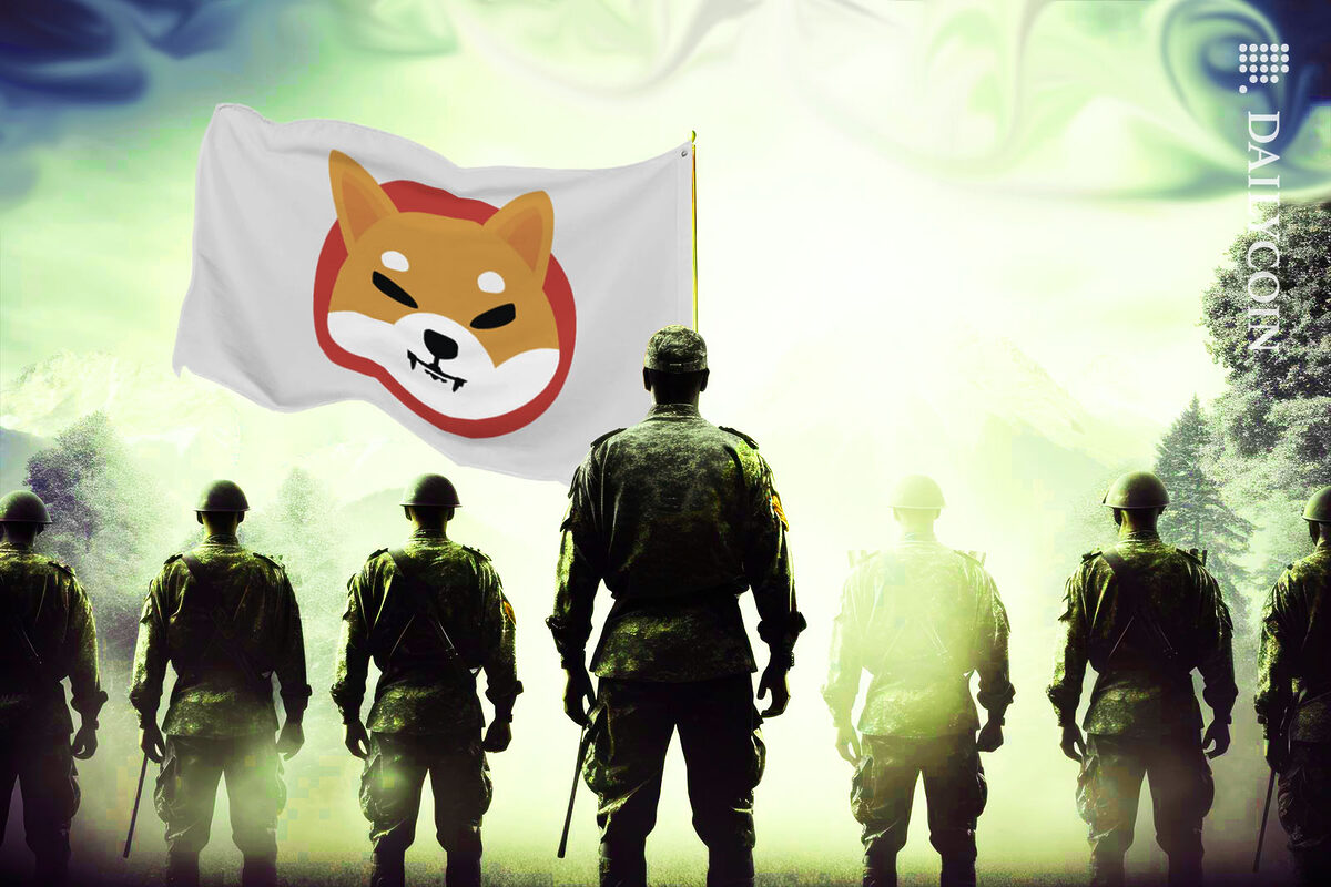The SHIBARMY getting ready for a comment section battle under the Shiba Inu flag.