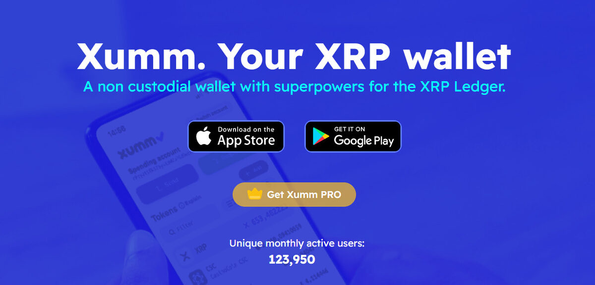 Ripple wallet XRP advertisement page.