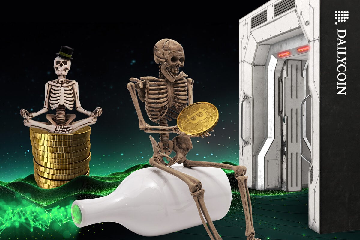 Skeletons in the waiting room waiting to transfer those Bitcoins.