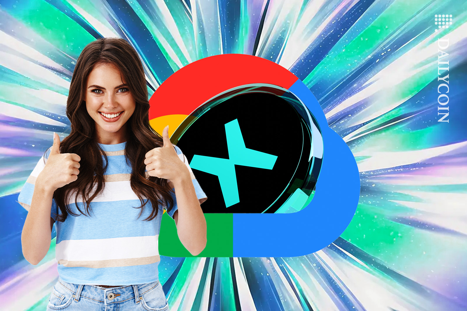 Woman happy about Google Cloud and MultiversX.