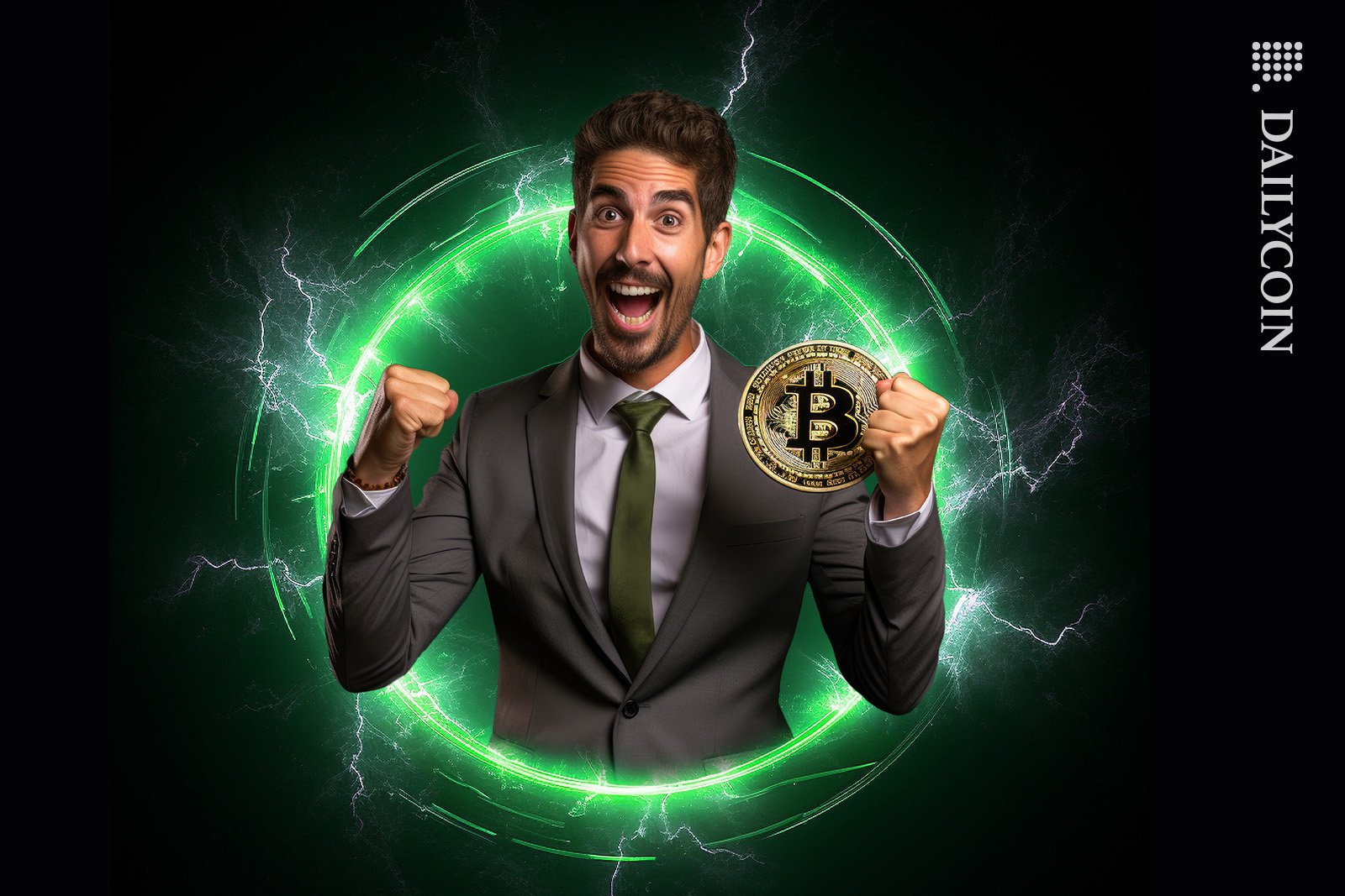 Man super excited about Bitcoin.