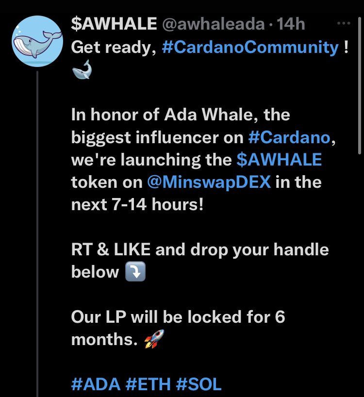 Scammer using ADAWhale's likeness to promote AWhale token.