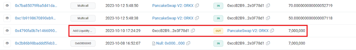 Screenshot of transfers made to and from the pump coin contract address creator's wallet.