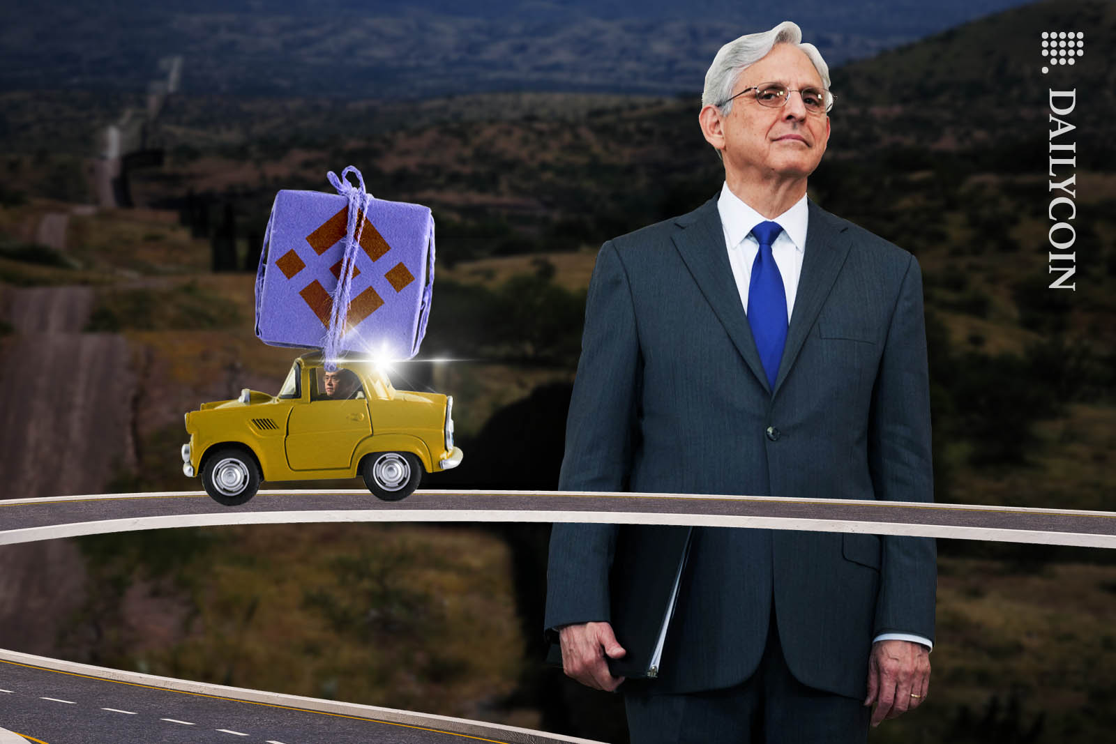 Attorney General Merrick B. Garland overlooking Binance and Changpeng Zhao leaving the United States.