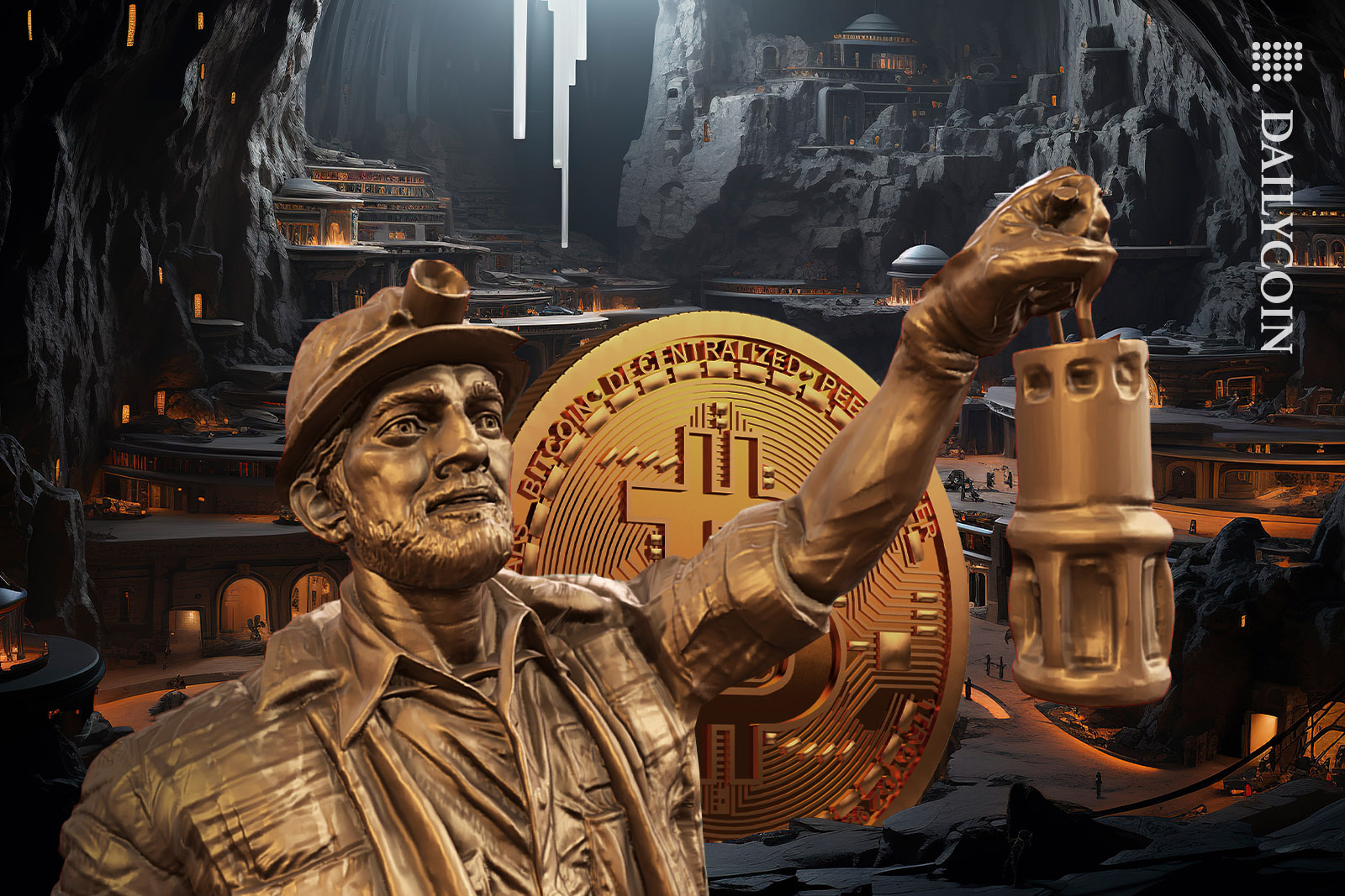 The golden age of Bitcoin Mining - a miner reached Bitcoin city and froze in gold.
