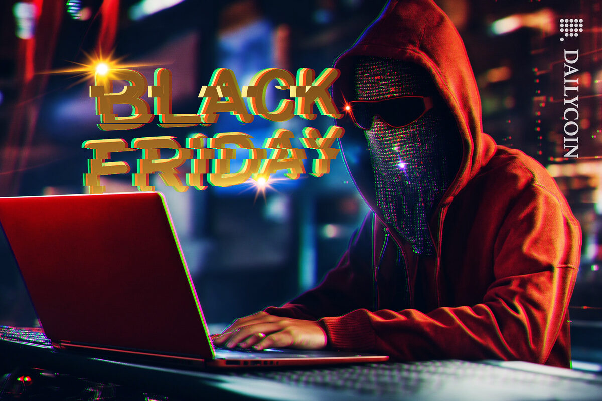 Hacker looking glamourous on black Friday sale.