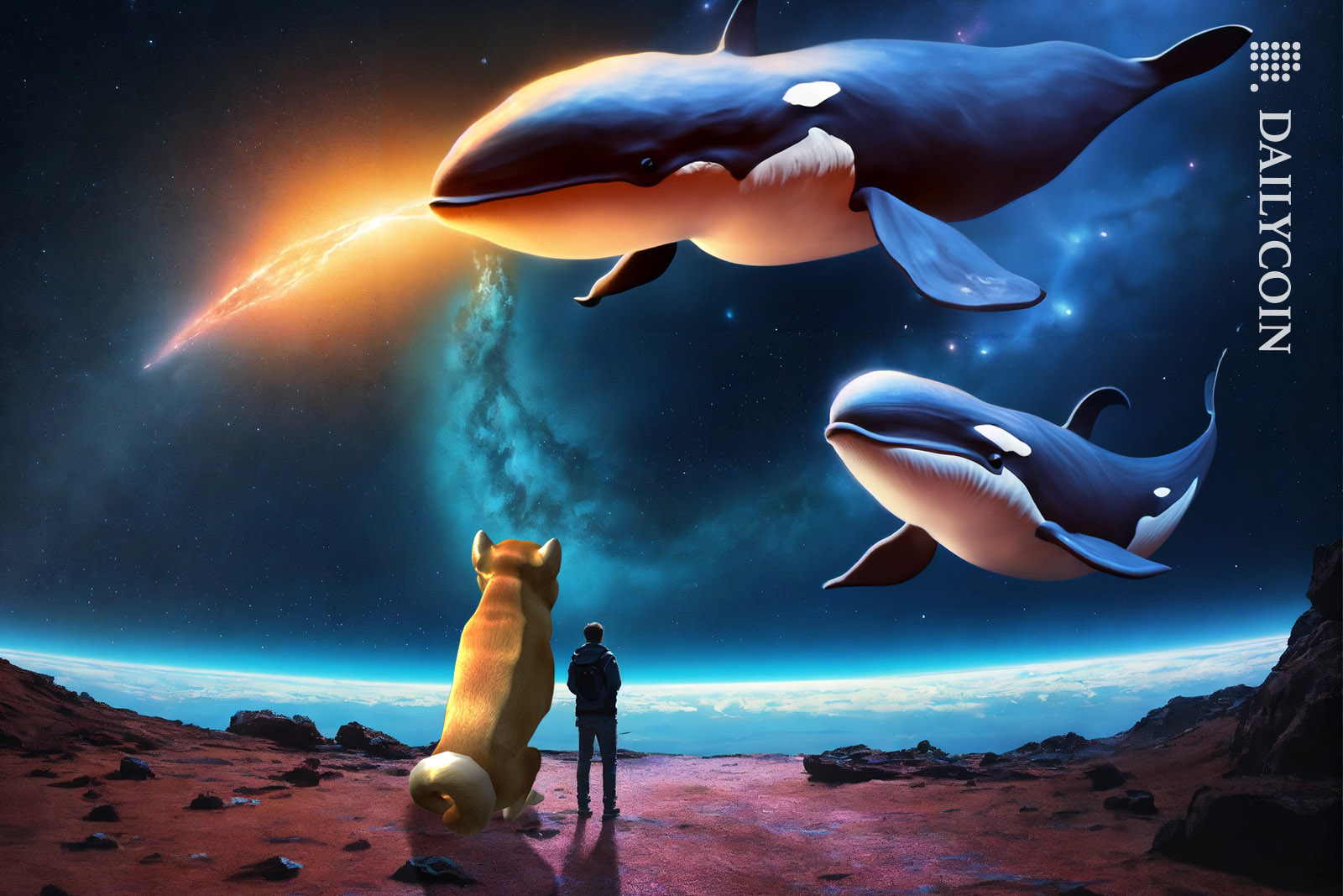 Whales in space signaling to DOGE.