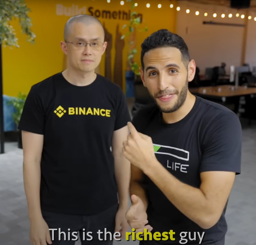 an Image of Nas Daily Interviewing Binance's Sam Changpeng Zhao
