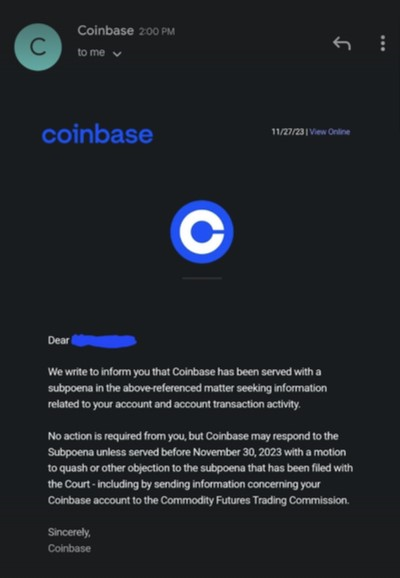 A letter from Coinbase.