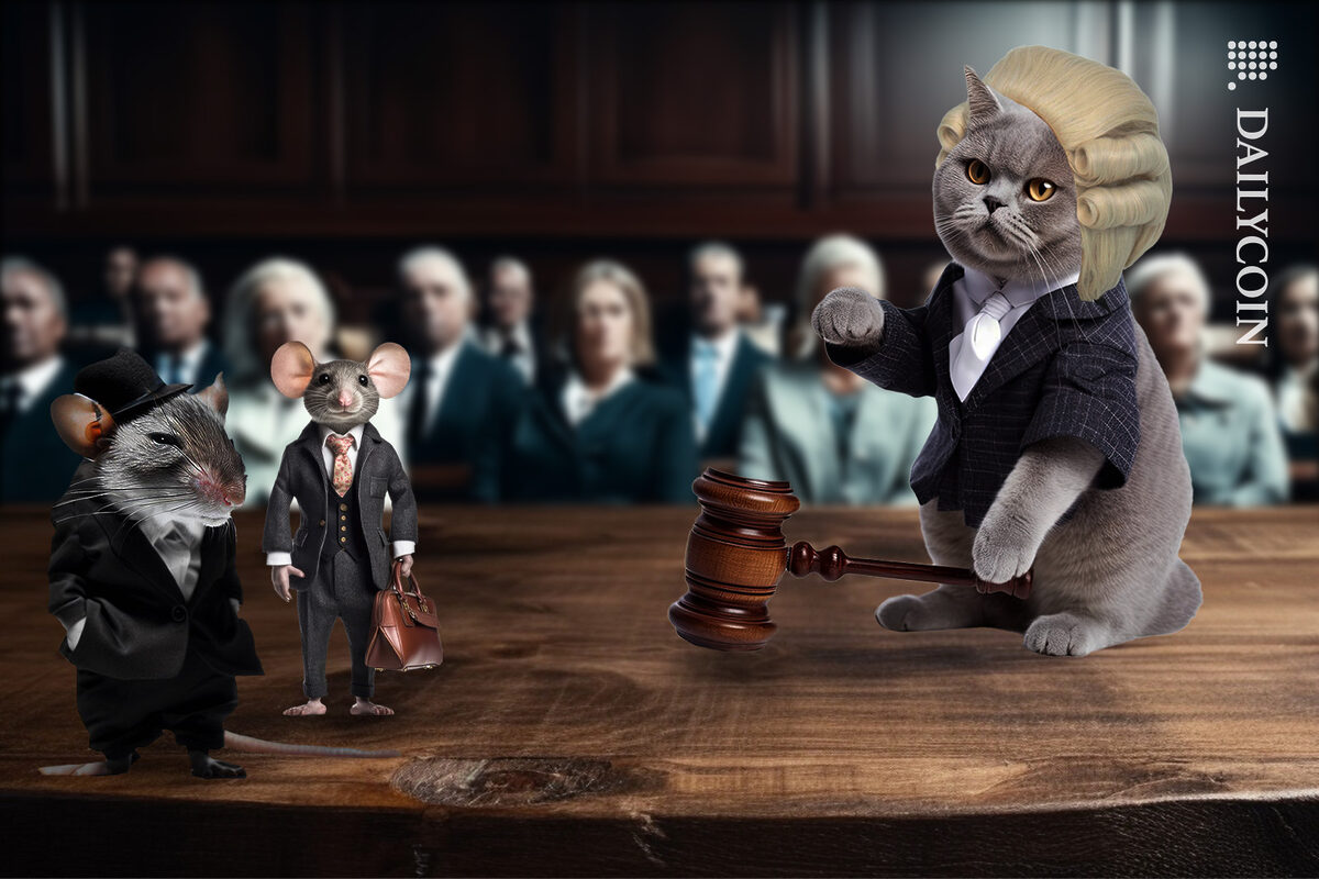 The Cat judge ratting the two mice out in court.