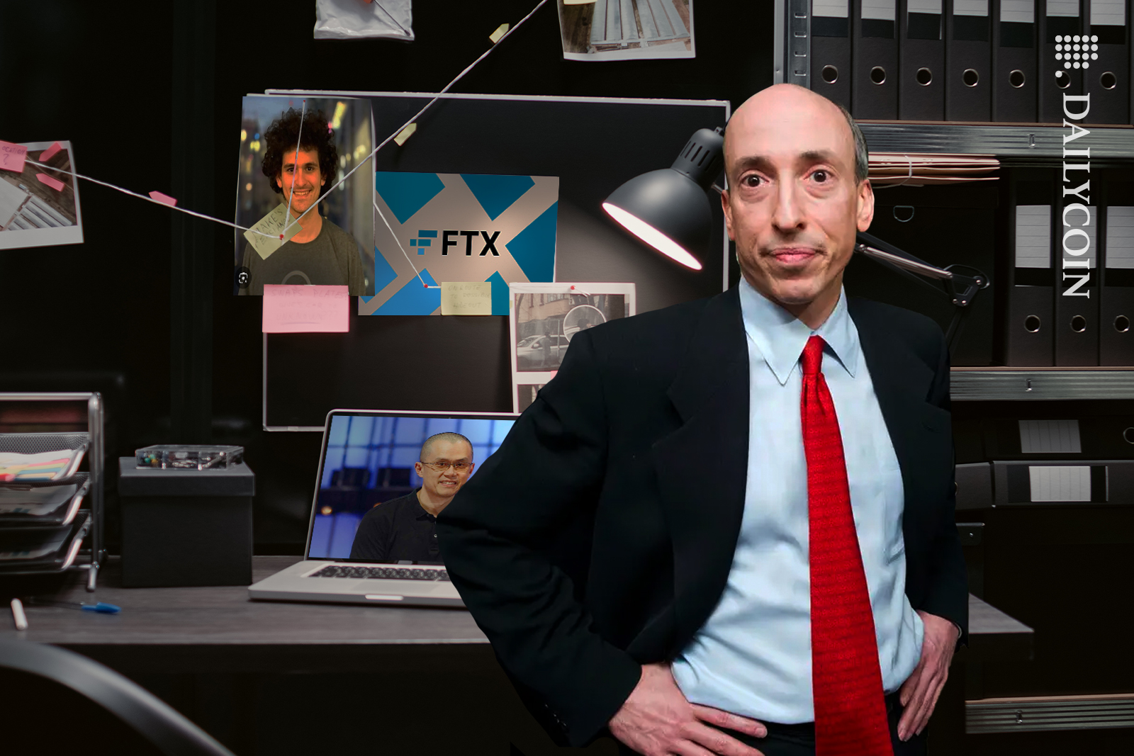 Gary Gensler in his office investigating all ties with FTX and Binance is next on his man case.