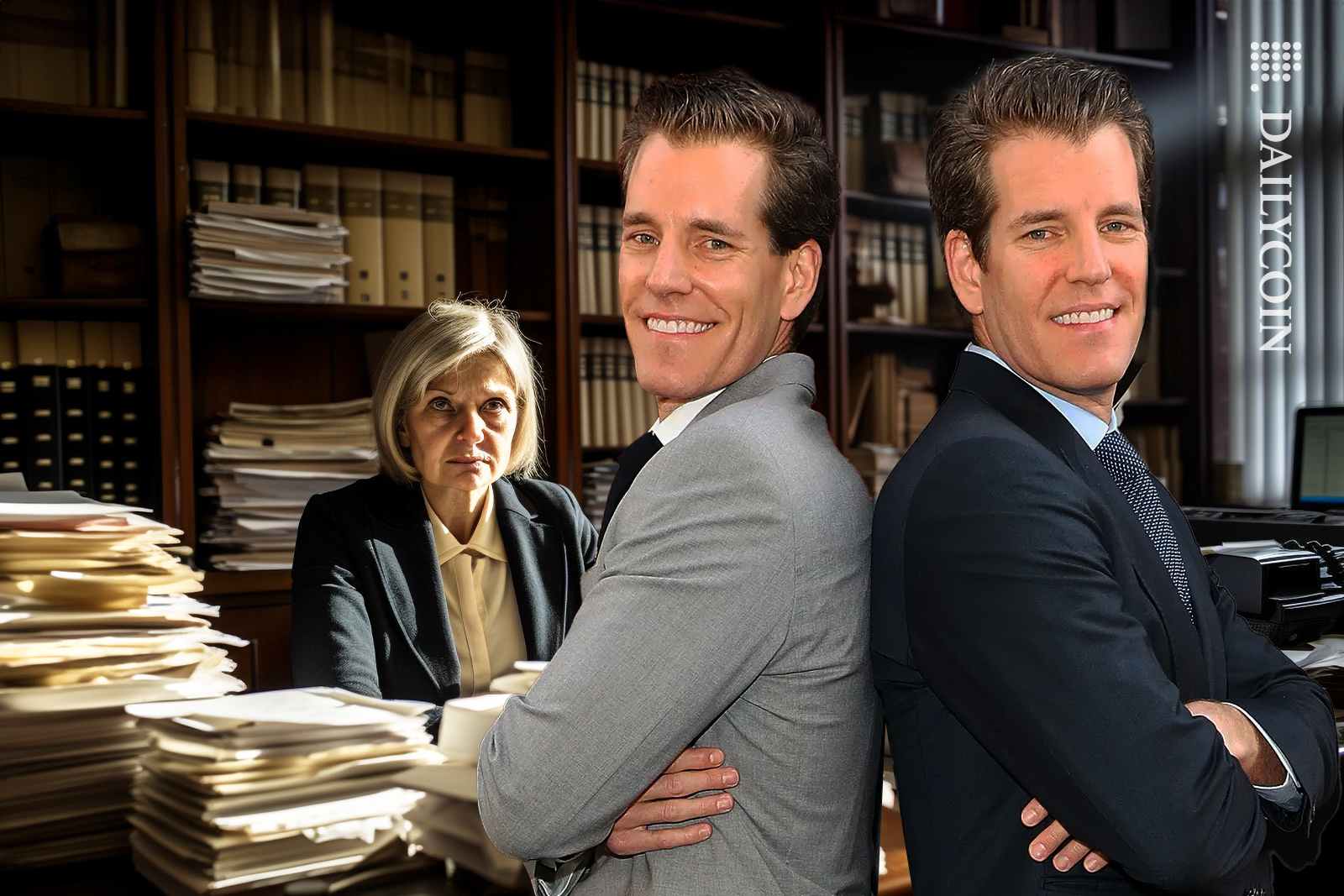 Winklevoss twins in their lawyers office and the lawyer is not impressed.