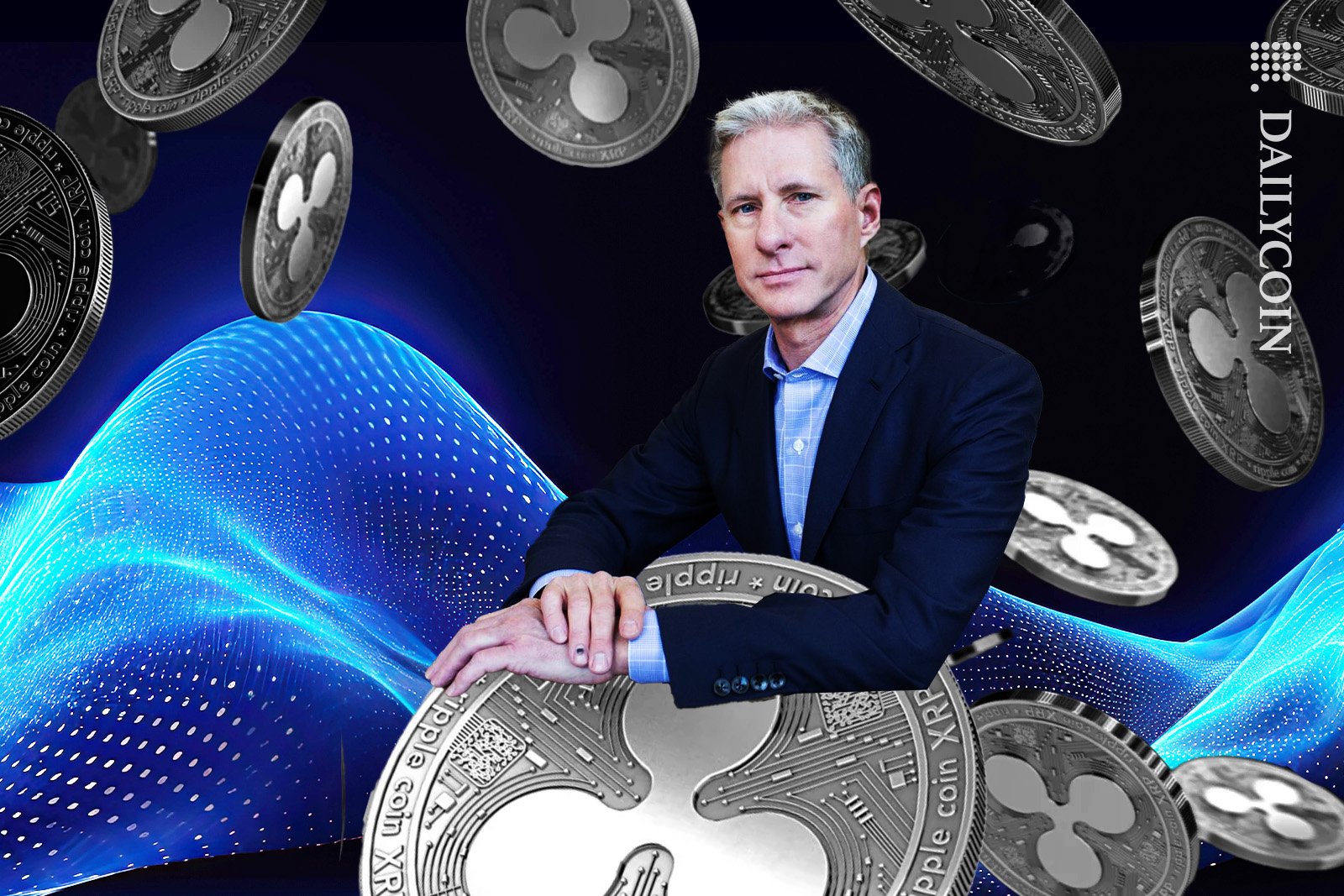 Chris Larsen, Ripple's Co-Founder with Ripple XRP coins.