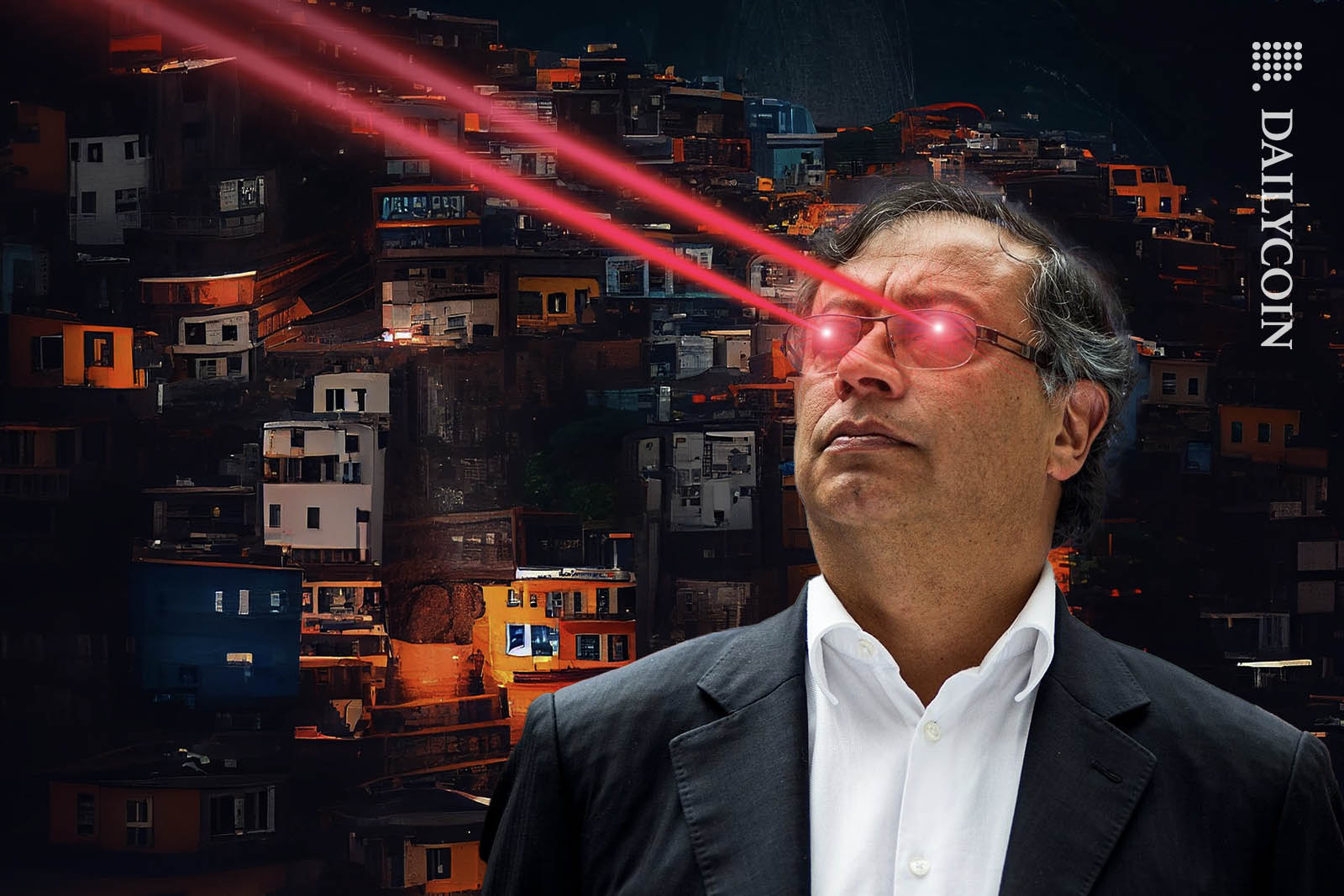 Colombian President Gustavo Petro having the laser eye.