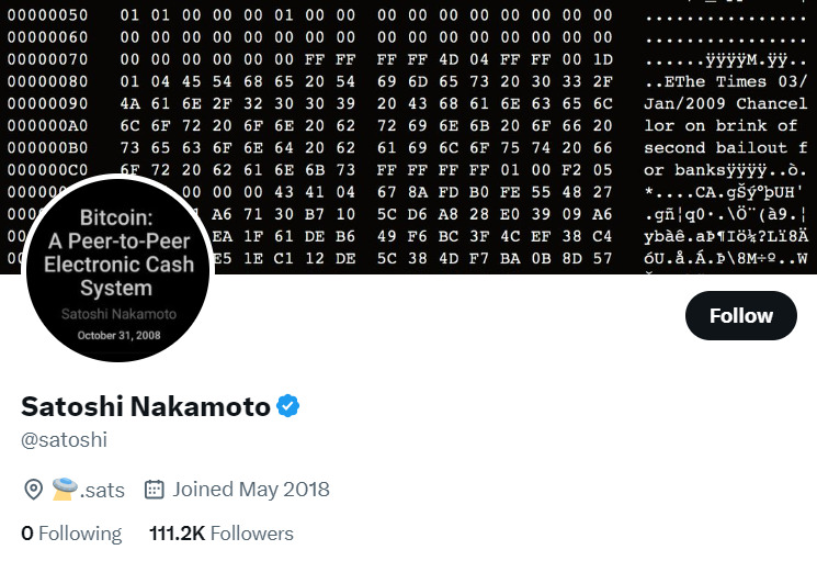 Satoshi imposter fake profile on X.