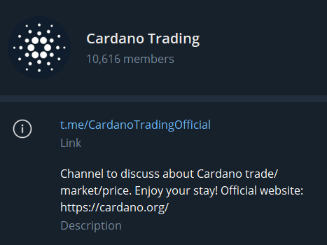Cardano community trading Telegram.
