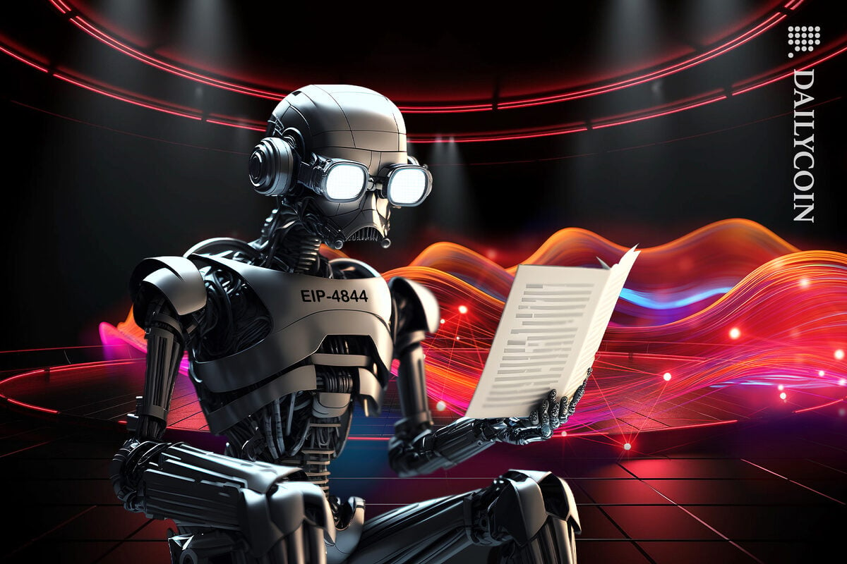 EIP-4844 robot reading how to guide for Optimism blockchain.