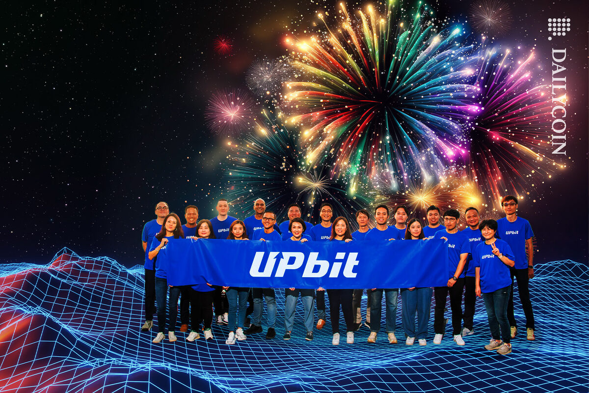 UPbit group celebrating the news.