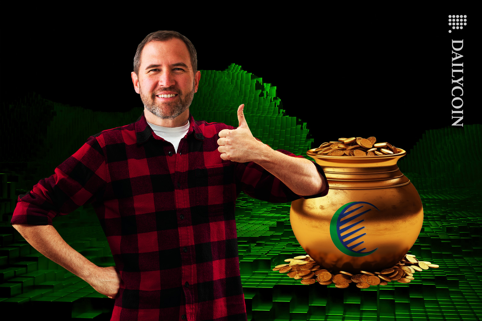 Brad Garlinghouse gives his pot of gold coins to GCC Exchange.