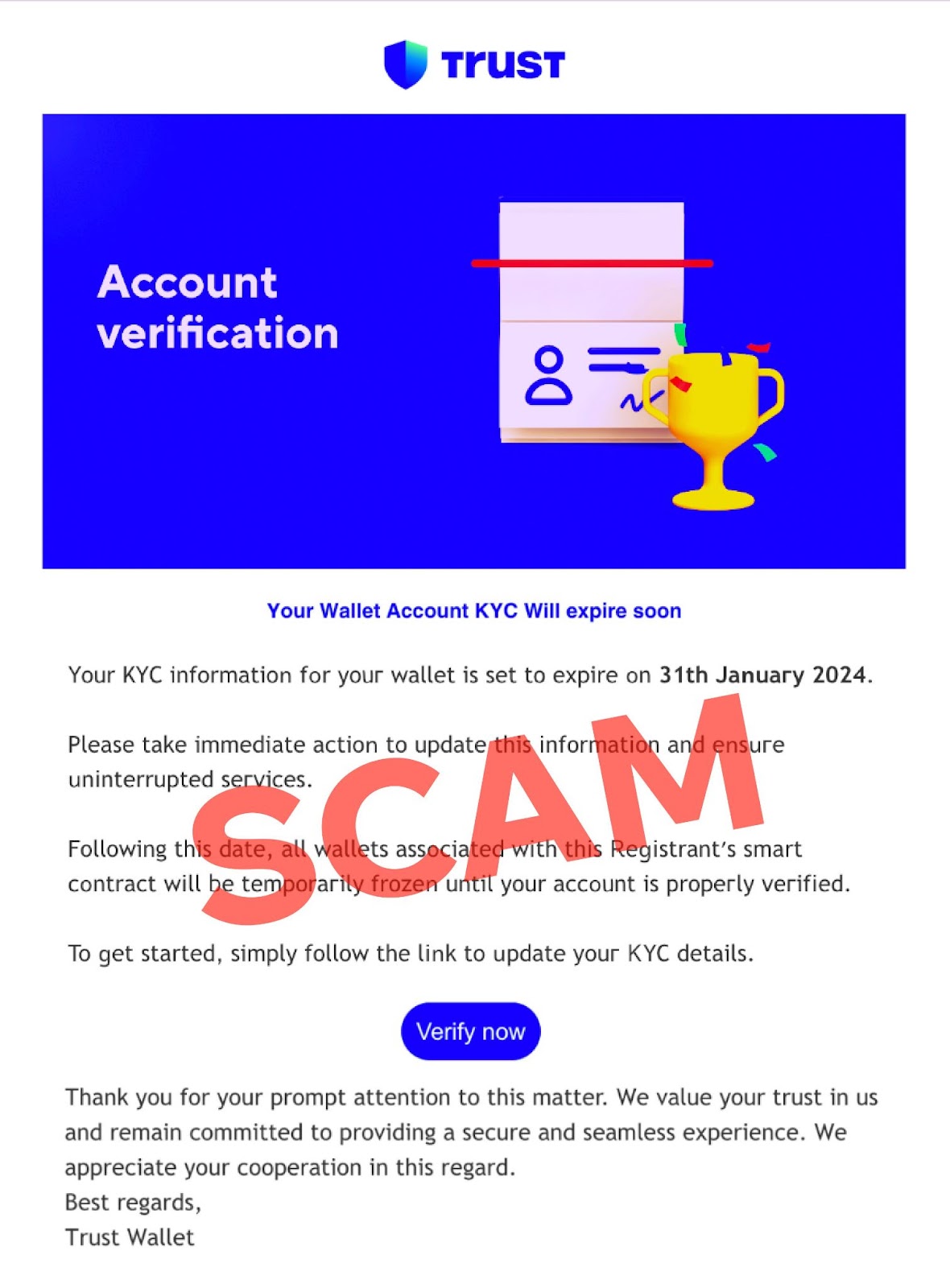 Trust Wallet Warns of KYC Email Scam How to Stay Safe DailyCoin