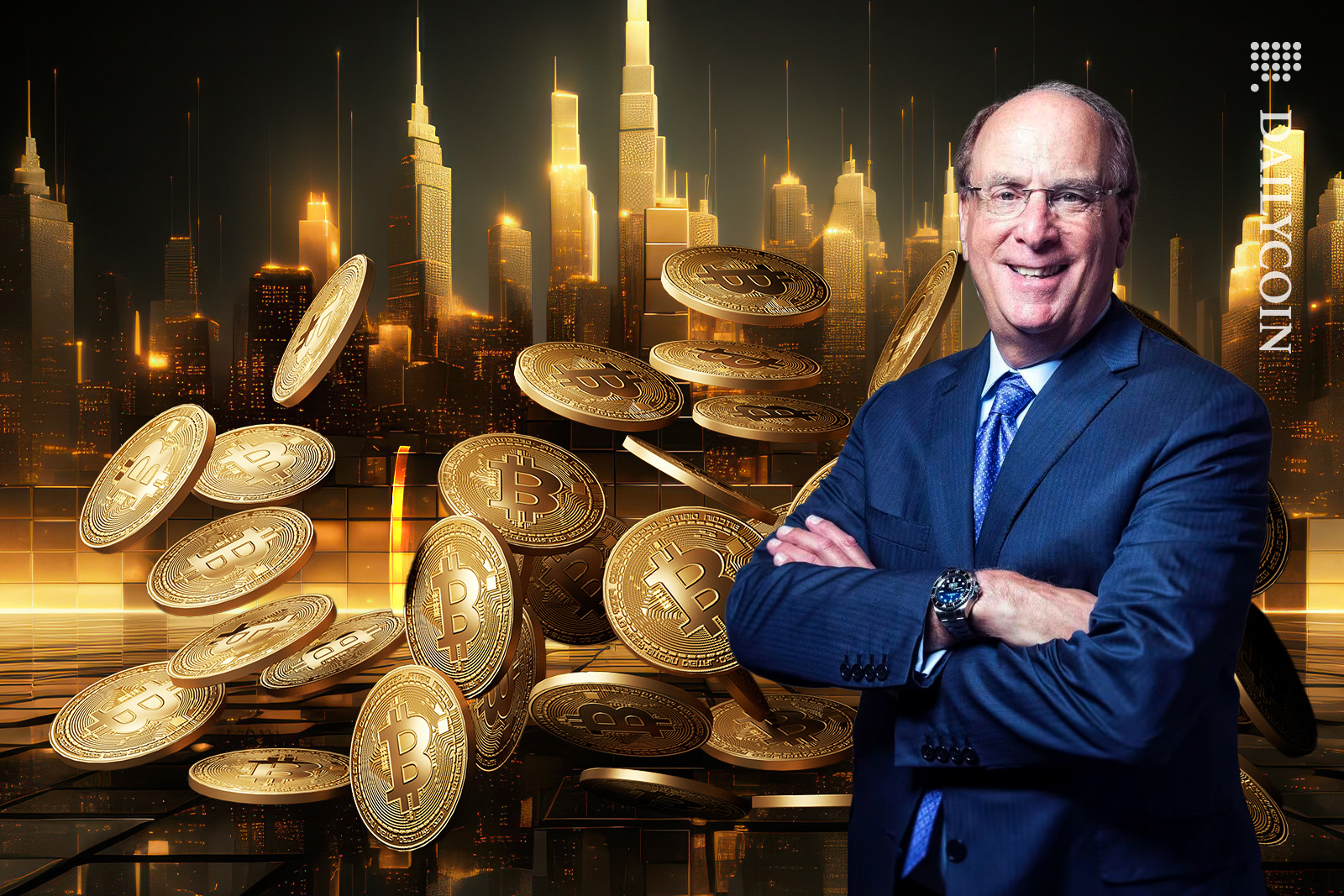 Larry Fink with in his golden empire with plenty of Bitcoins.