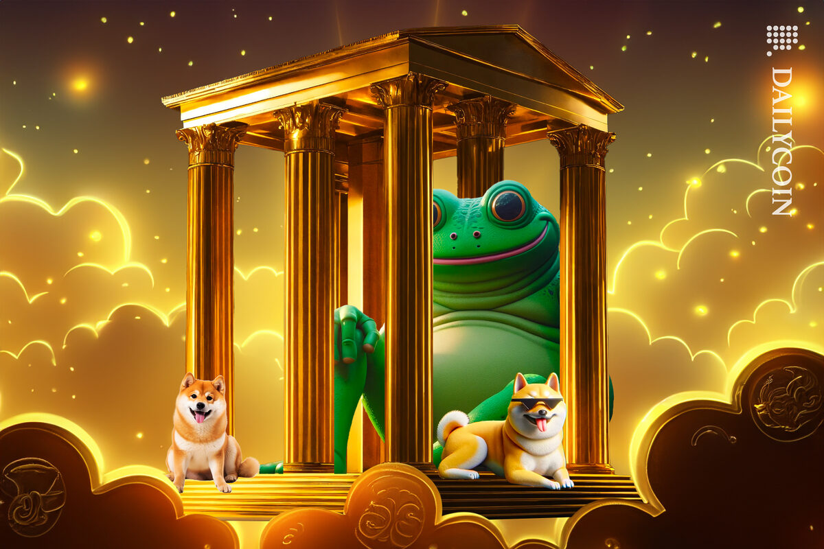 Shiba inu, Doge and Pepe all competing to stay in the golden pillars.