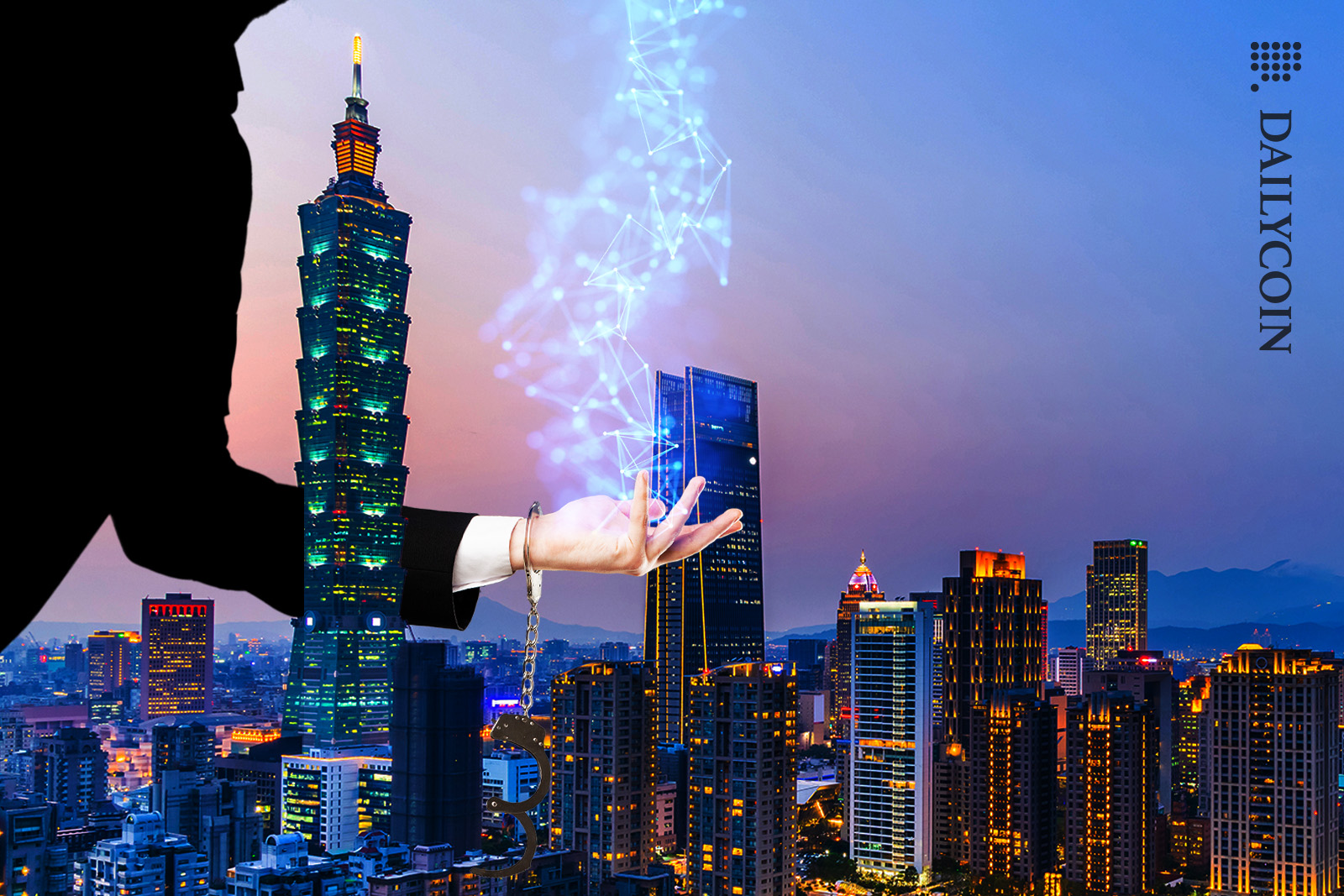 Hand free from handcuffs making blockchain moves in Taiwan.