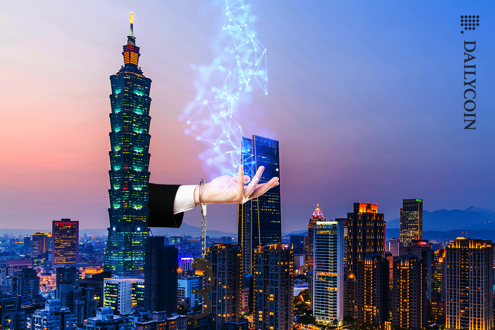 Hand free from handcuffs making blockchain moves in Taiwan.