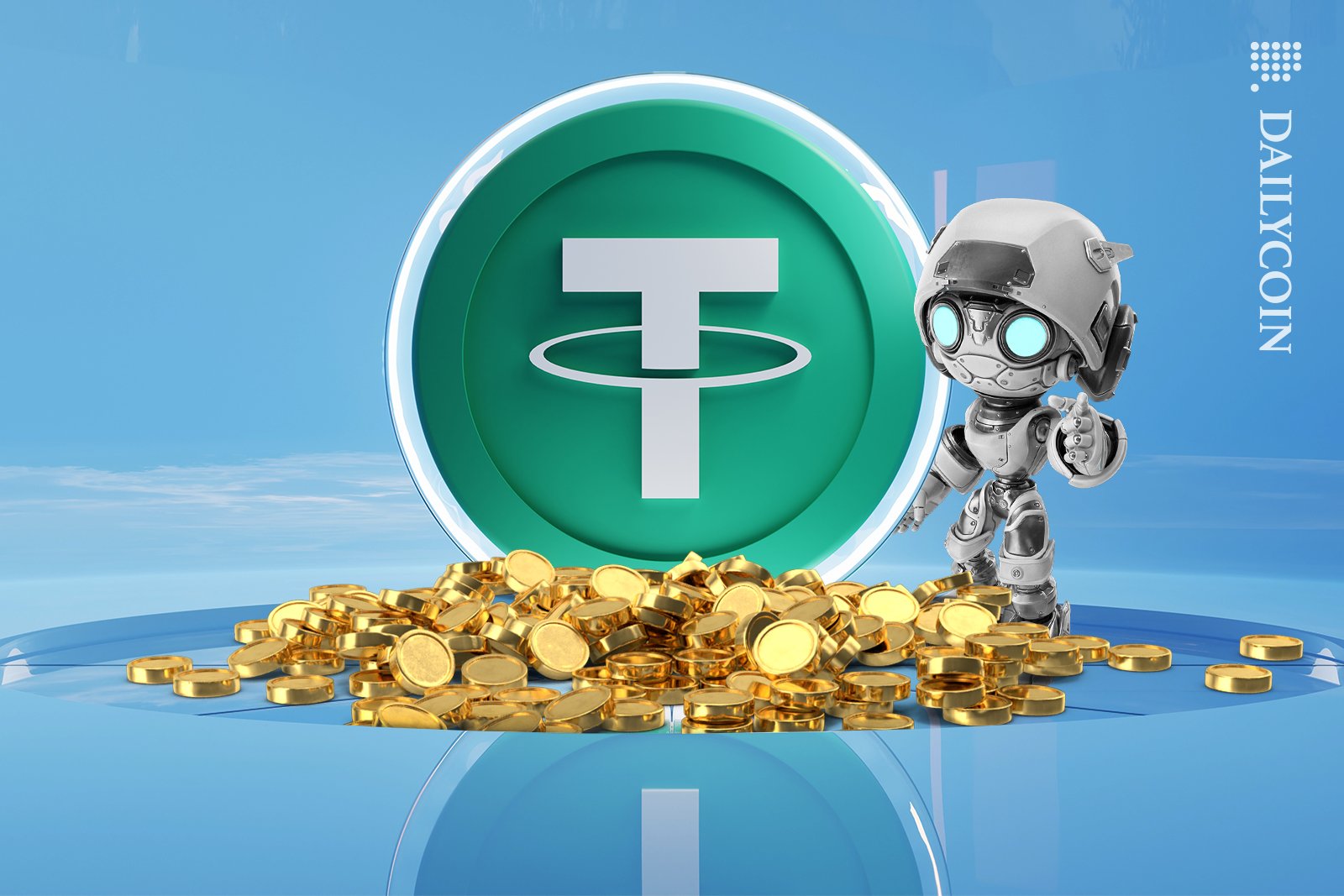 New pile of golden coins covering the Tether space.