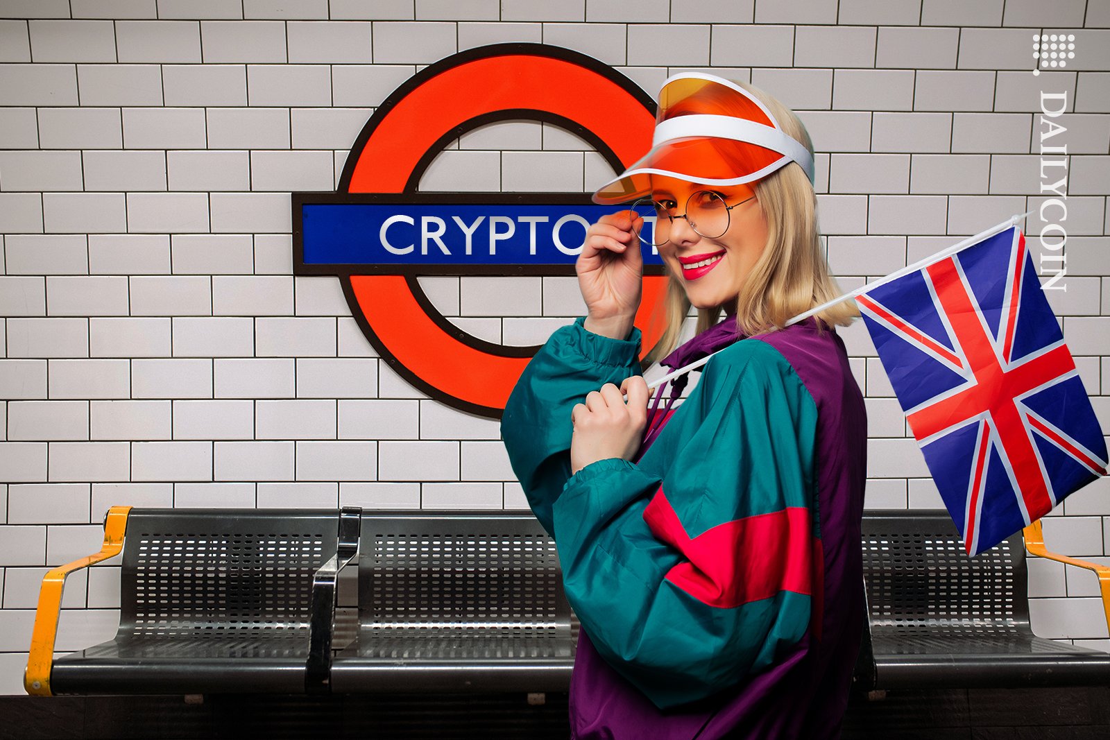 Girl in London on the Crypto st. underground station.