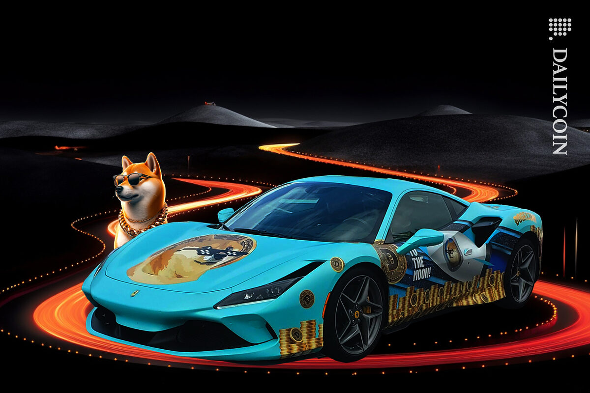 Doge looking cool with his new ferrari.