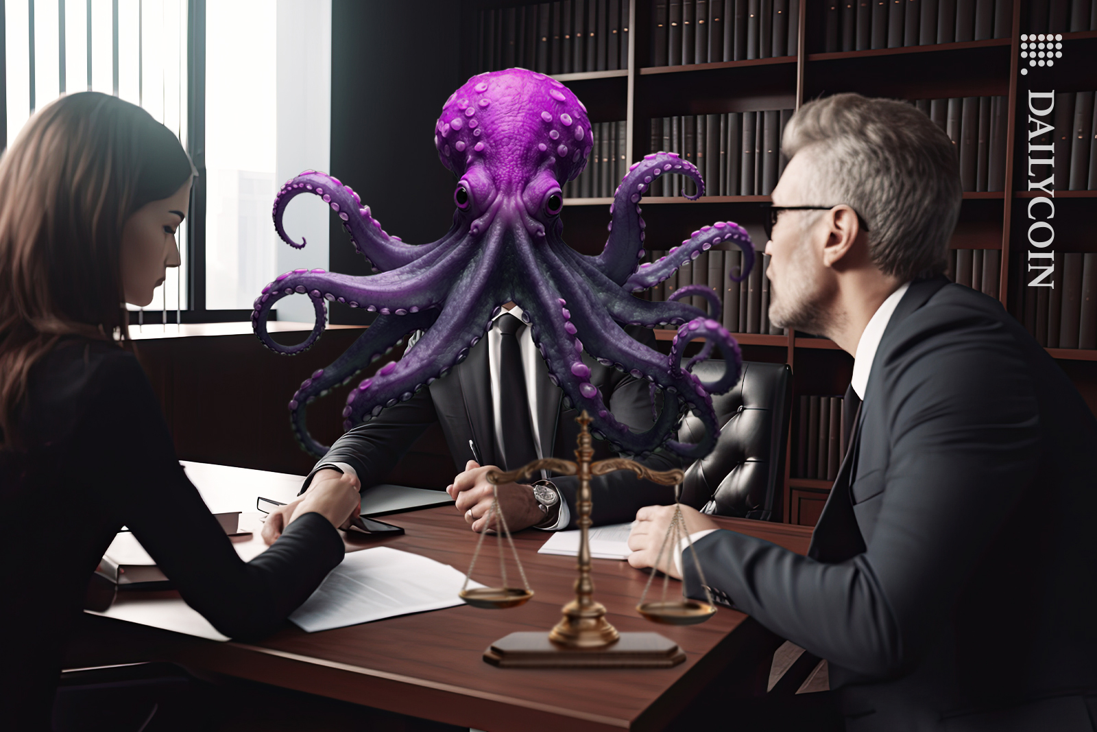 Kraken talking to his lawyers about the lawsuit.
