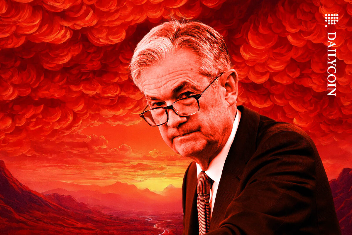 Jerome Powell in a red stormy environment.