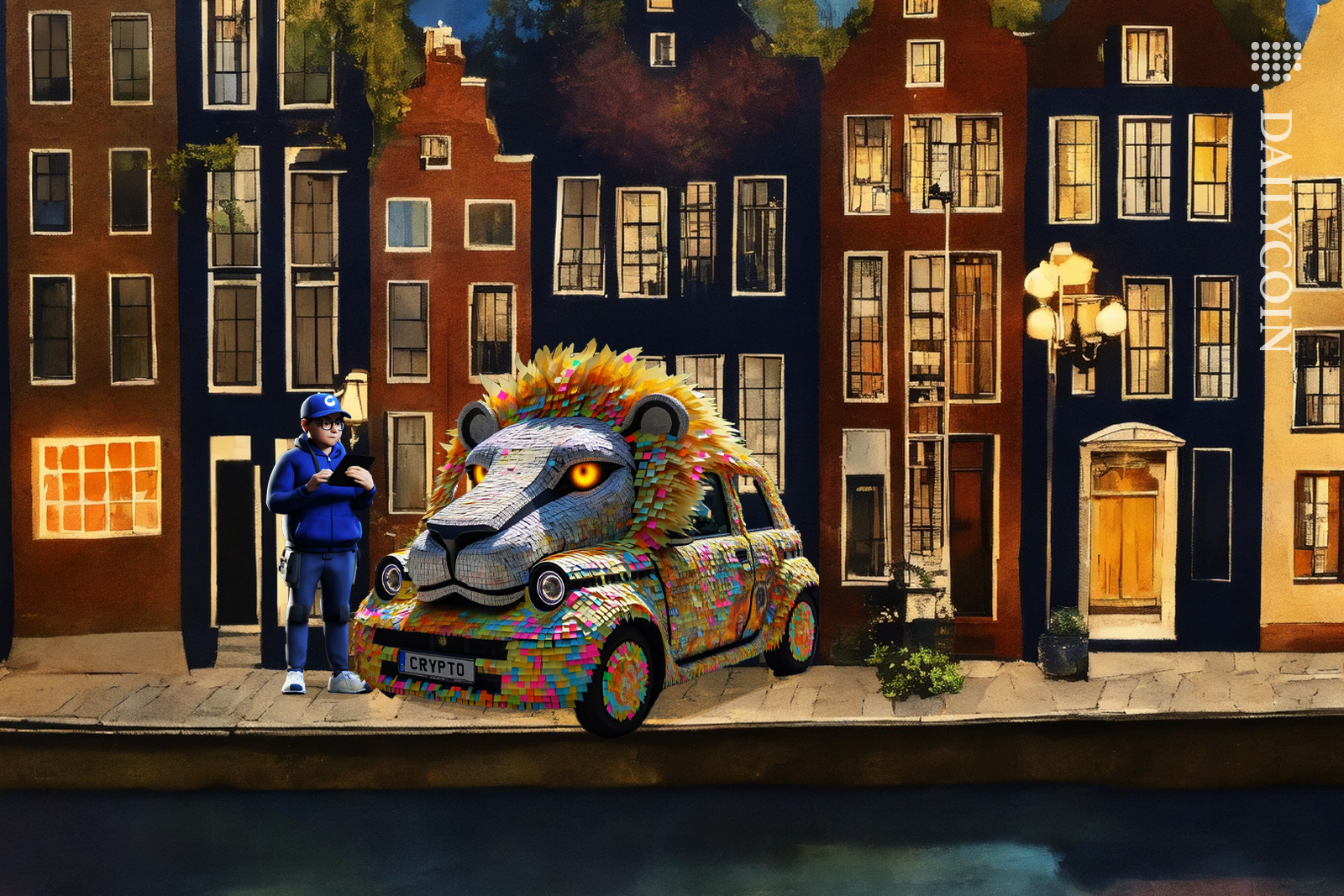 Crypto.com mascot verchile keeps getting warnings and parking tickets in the Netherlands.