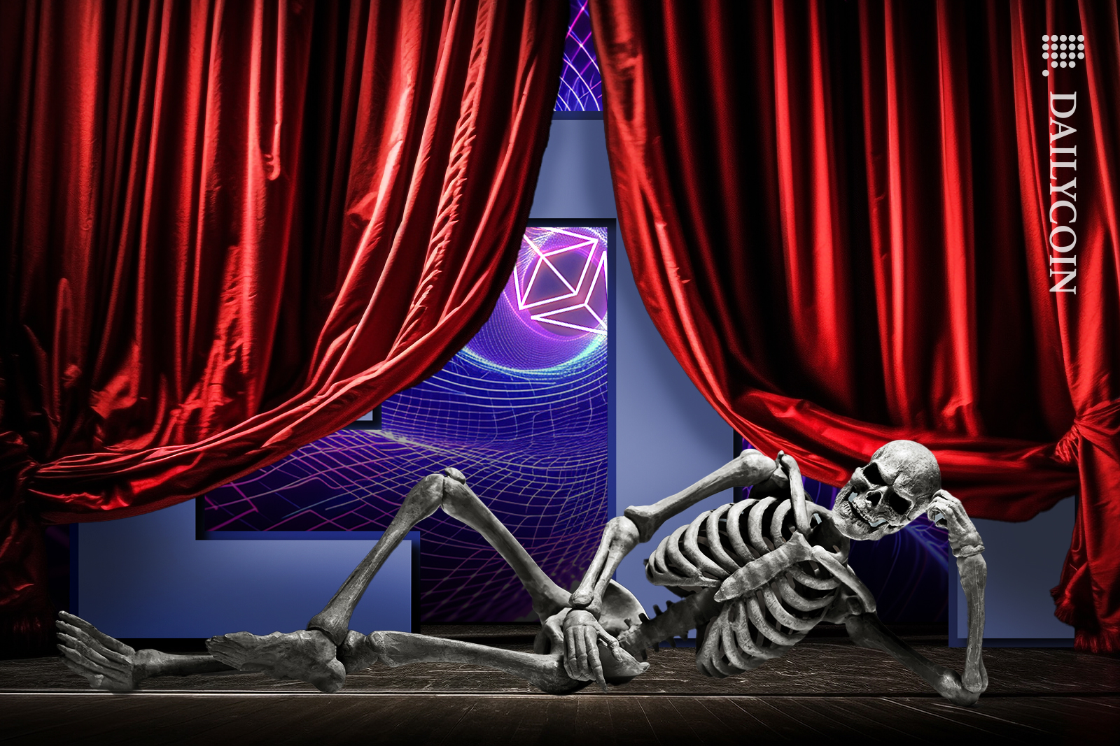 Skeleton is bored waiting for the beginning of the show of Ethereum ETF.
