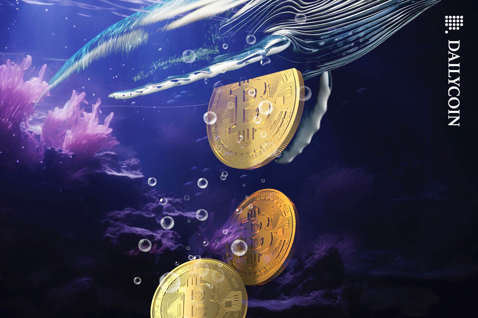 Whale off-loading Bitcoins under the sea.