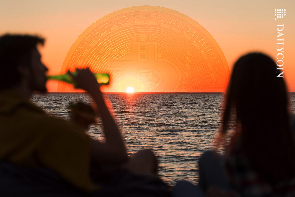 People watching Bitcoin sunset.