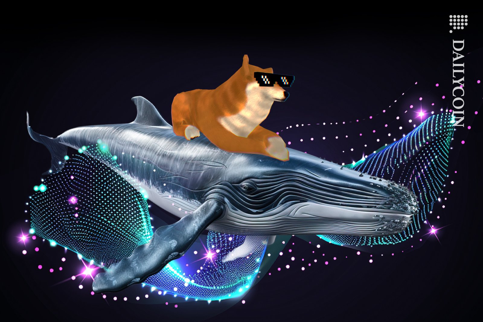 DOGE getting a lift from a whale.