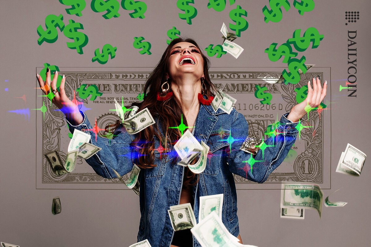 Girl celebrating the American dollar.