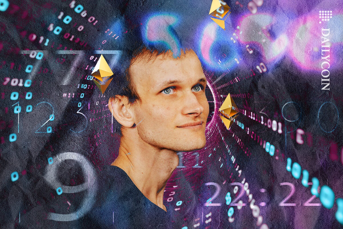 Vitalik Buterin surrounded by a number portal.