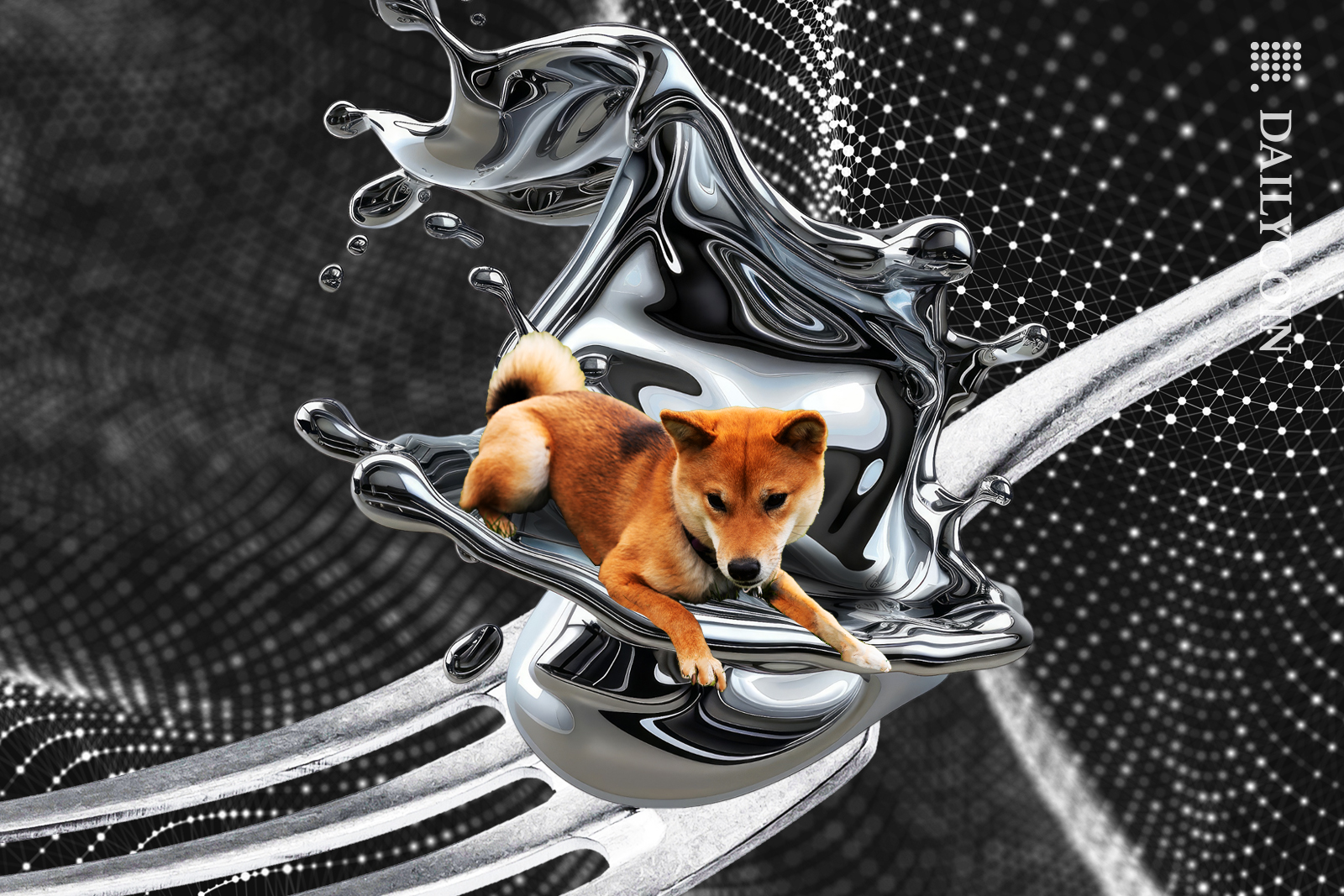 Shiba inu sitting on a big hard fork making a splash in the defi space.