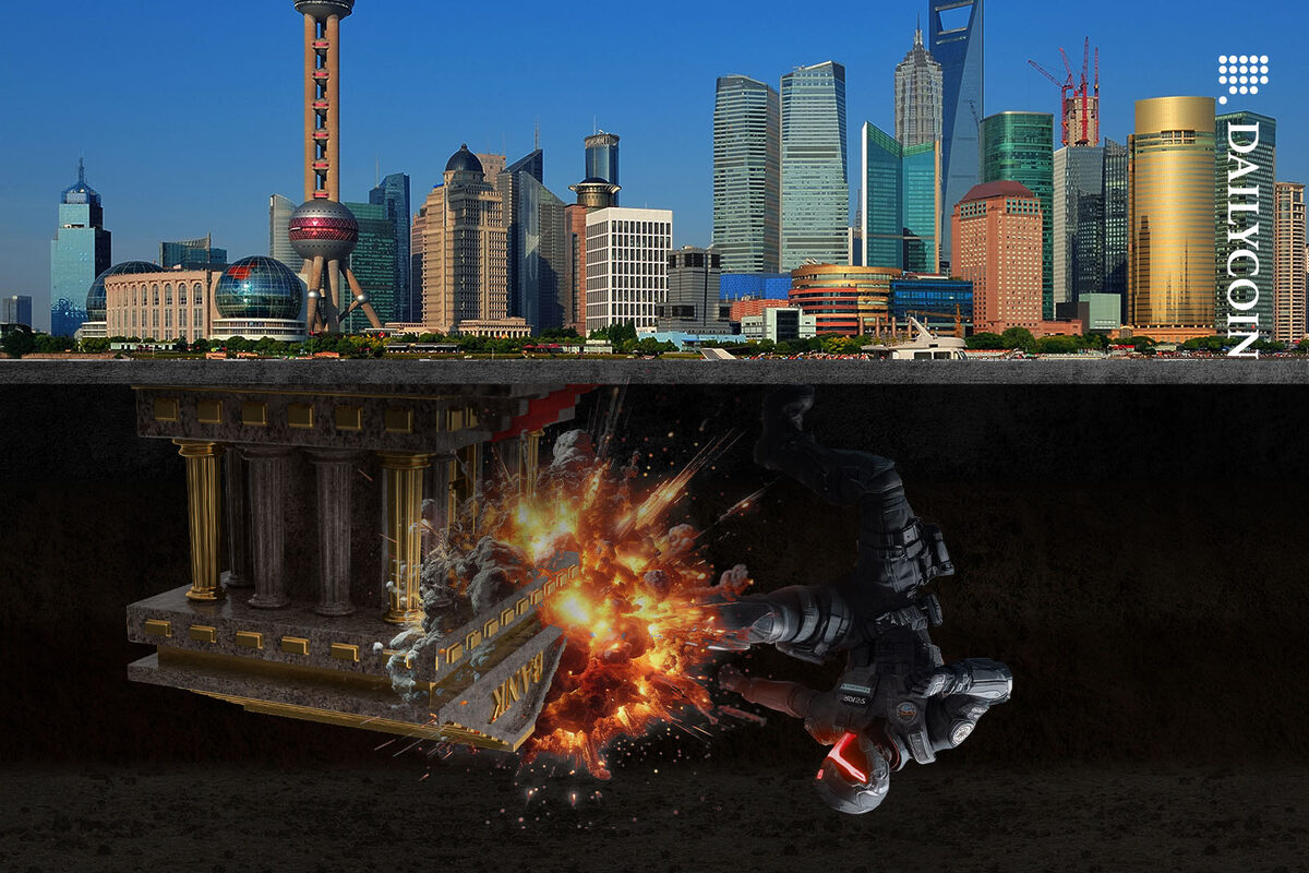 Underground bank being destroyed by Chinese special forces.