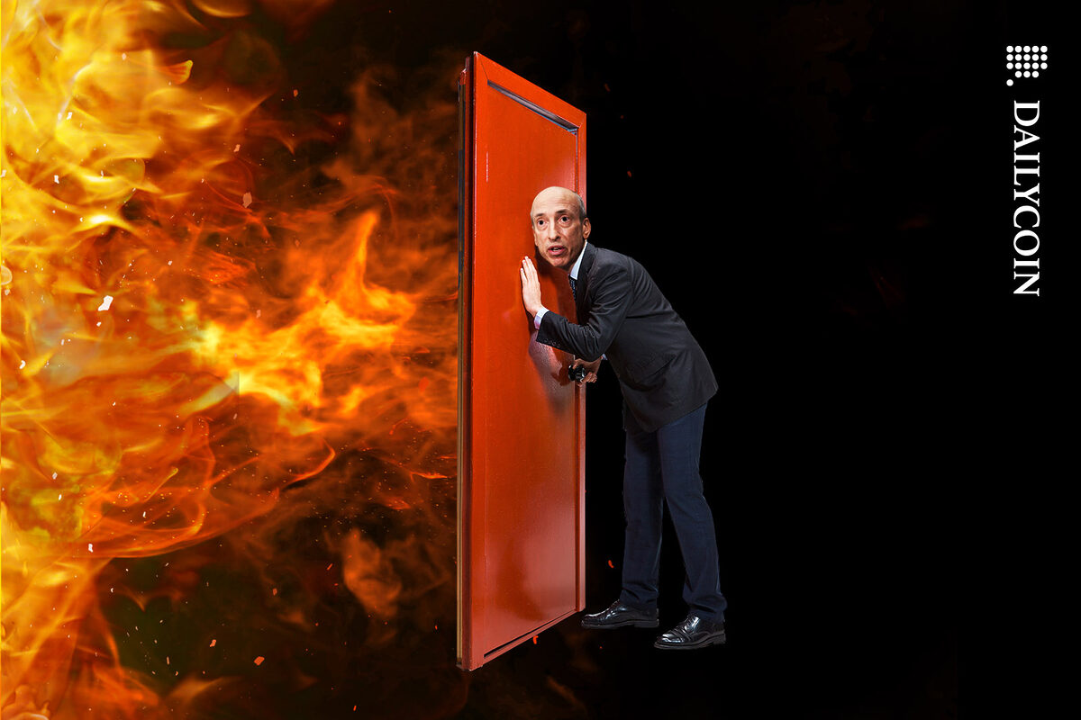 Gary Gensler trying to figure out what's on the other side of a red door.