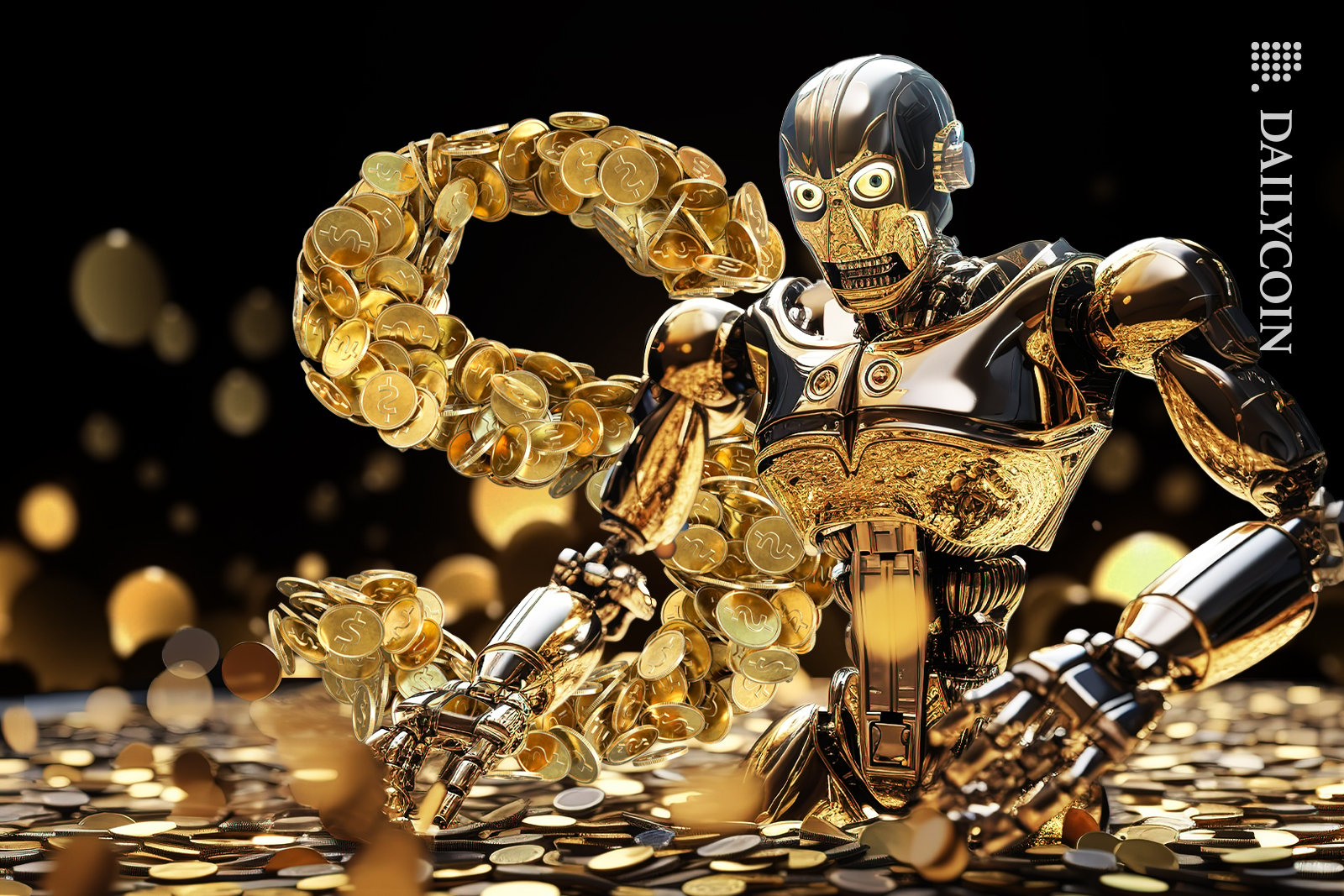 Robot swimming in stablecoins.