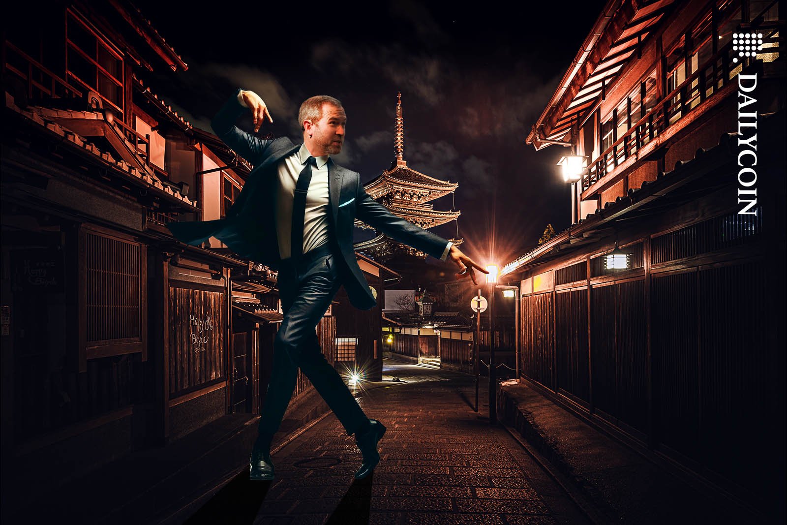 Brad Garlinghouse dancing on a street in Tokio.