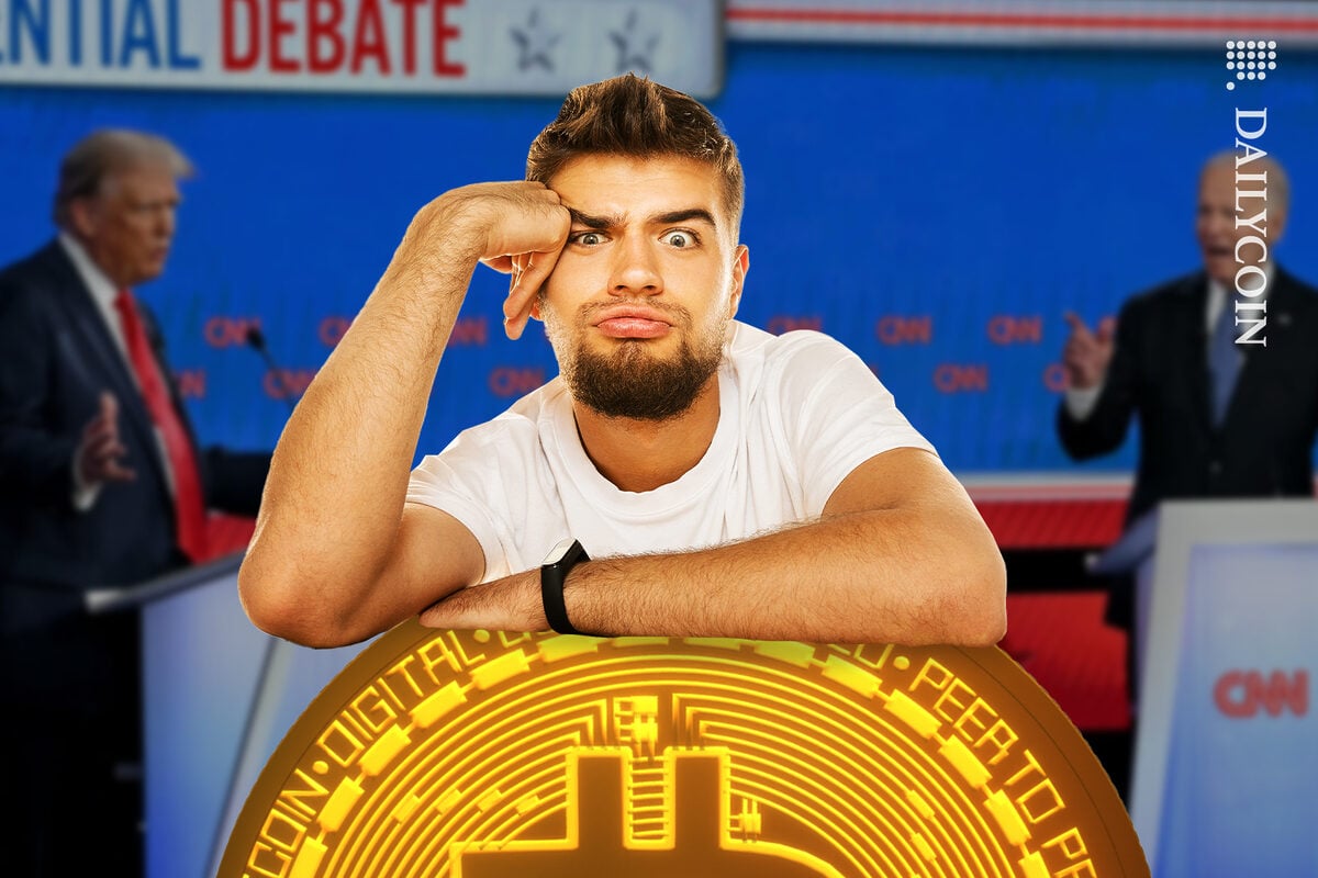 Guy bored listening to the presidential debate and not hearing bitcoin being mentioned.