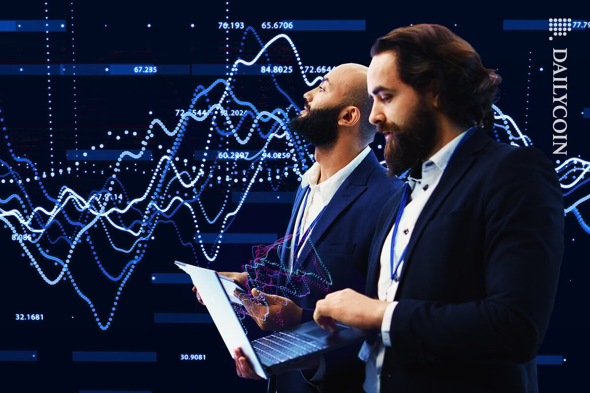 Traders looking into the trading crypto charts.